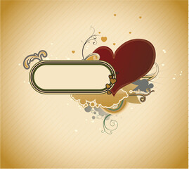 Wall Mural - Vector illustration of Valentines abstract frame with heart shape and floral decoration elements