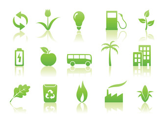 Sticker - Vector illustration of green ecology icon set