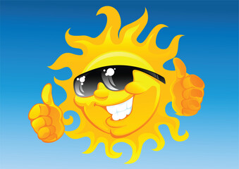 Wall Mural - happy sun in sunglasses