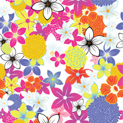 Seamless vector floral background. For easy making seamless pattern just drag all group into swatches bar, and use it for filling any contours.