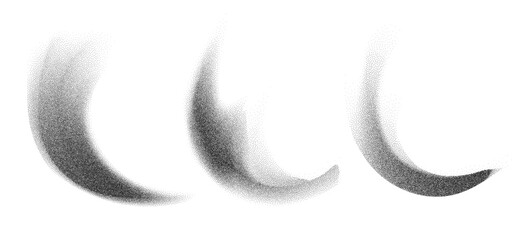 Charcoal splashes, black dotwork grain texture, abstract stipple sand effect, gradient from dots isolated on white background. Vector illustration.