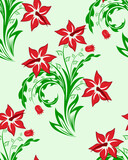 Fototapeta Sypialnia - Seamless vector floral background. For easy making seamless pattern just drag all group into swatches bar, and use it for filling any contours.