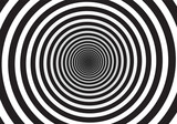 Fototapeta Przestrzenne - Abstract optical illusion. Hypnotic spiral tunnel with black and white lines. Vector illustration.