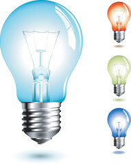 Wall Mural - realistic vector-illustration of a lightbulb in different color-versions