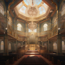 Interior Of A Synagogue. Generative AI.