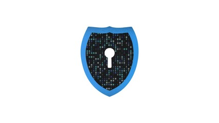 Wall Mural - Cyber security concept Shield with keyhole icon on white background. Loop animation. 