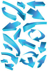 Wall Mural - Blue 3D arrows going in many directions.