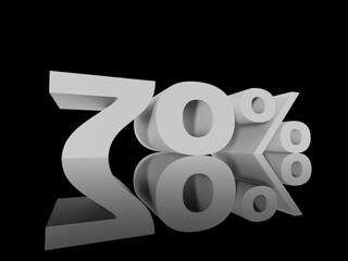 Wall Mural - 3d Illustration: 70 Percent Sign, Economic Crisis, Financial Crash, 70% Percent Discount 3d Sign, Special Offer 70% Discount Tag, Sale Up to 70 Percent Off