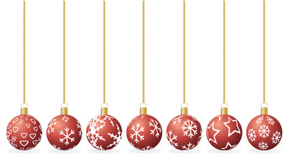 Wall Mural - Christmas balls with different ornament on a white background