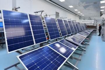 Wall Mural - production of solar panels. alternative energy sources.generated by ai.  Generative AI