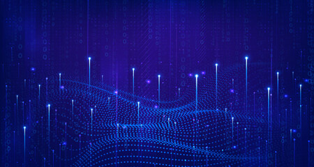 Abstract digital technology futuristic circuit blue purple background, Cyber science tech, Innovation communication future, Ai big data, internet network connection, Cloud hi-tech illustration vector