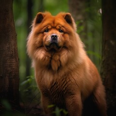 Canvas Print - Noble Chow Chow in a Forest Retreat