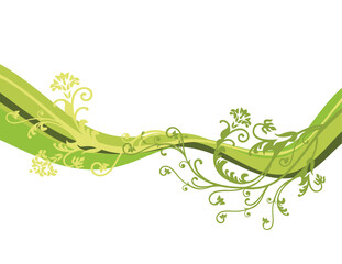 Sticker - Green vector flowers isolated