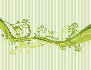 Sticker - Vector flowers on pin striped background