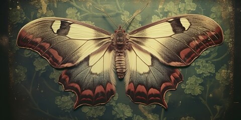 Wall Mural - AI Generated. AI Generative. photo realistic illustration of A macro of a rare beautiful lunar moth. Graphic Art