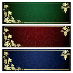 Wall Mural - Set from  backgrounds with  frame from gold vine