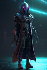 illustration of game cyberpunk character - AI Generated image.
