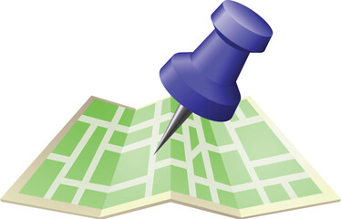 Wall Mural - An illustration of a street map with drawing push pin. Can be used as an icon or illustration in its own right.