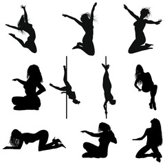Wall Mural - Collection of different erotic silhouettes. Vector illustration.