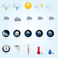 Wall Mural - set of detail vector weather icons