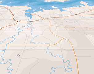 Wall Mural - Generic editable vector map of a coastline with no names
