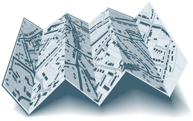 Wall Mural - Editable vector illustrated folding map of housing in a generic town without names