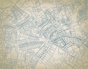 Wall Mural - Editable vector sketch blueprint of a detailed generic street map without names