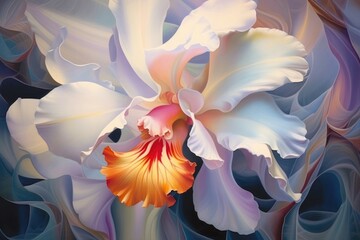 Canvas Print - Orchid Intricate patterns unfold. Delicate lines dance on the canvas. Generative AI