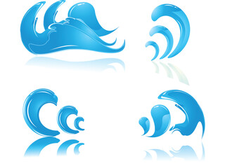 Wall Mural - water wave in blue paitern with white background