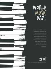 Wall Mural - world music day template design with piano in grunge concept design