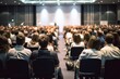© tanatat - Business and entrepreneurship symposium. Speaker giving a talk at business meeting. Audience in conference hall. Rear view of unrecognized participant in audience, Generative AI