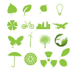 Sticker - Set of ecology icons for web in green color