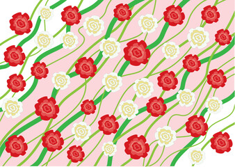 Sticker - The flowers red and white roses background