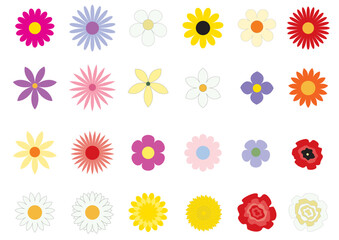 Sticker - The simple vector flowers on the white background