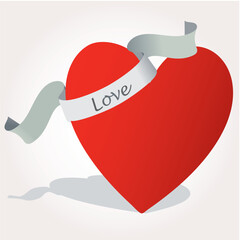 Poster - Heart with ribbon vector illustration. Valentine day.