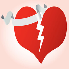 Poster - Heart with ribbon vector illustration. Valentine day.