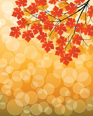 Poster - Autumn background with a tree branch. Vector illustration.