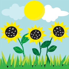 Poster - Vector meadow card. All objects are separated.