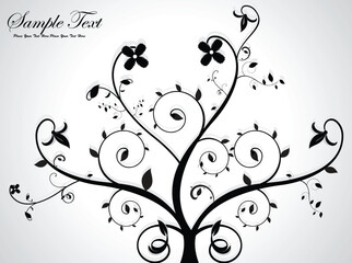 Wall Mural - abstract floral with sample text vector illustration