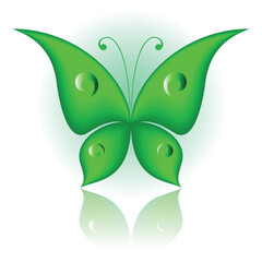 Wall Mural - Vector illustration of green icon simply butterfly