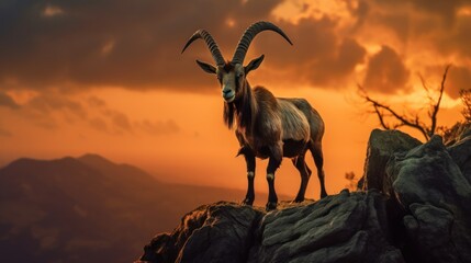 Wall Mural - antelope in the sunset