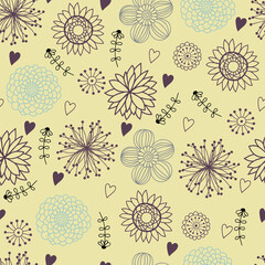 Sticker - Colorful seamless pattern - abstract flowers