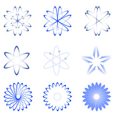 illustration of different shapes of atom on white background
