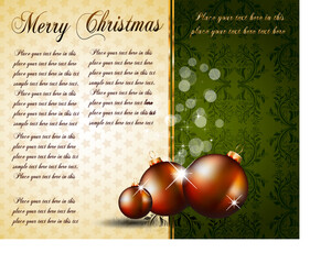 Sticker - Vintage Christmas Baubles Background for Elegant Invitation Flyer or Brochure