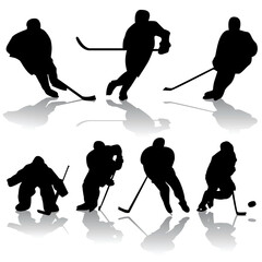 Wall Mural - vector set of ice hockey players