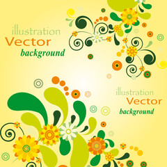 Sticker - Vector Sun floral background. Illustration for your design