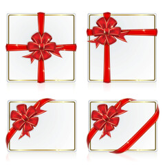 Sticker - Set from  greeting cards with gold frame and bow.