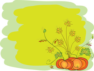 Canvas Print - Vector picture of thanksgiving background with pumpkins and crop. RGB