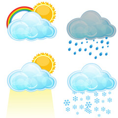 Wall Mural - illustration of types of weather on white background