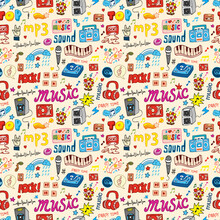Cute Music Icon Seamless Pattern